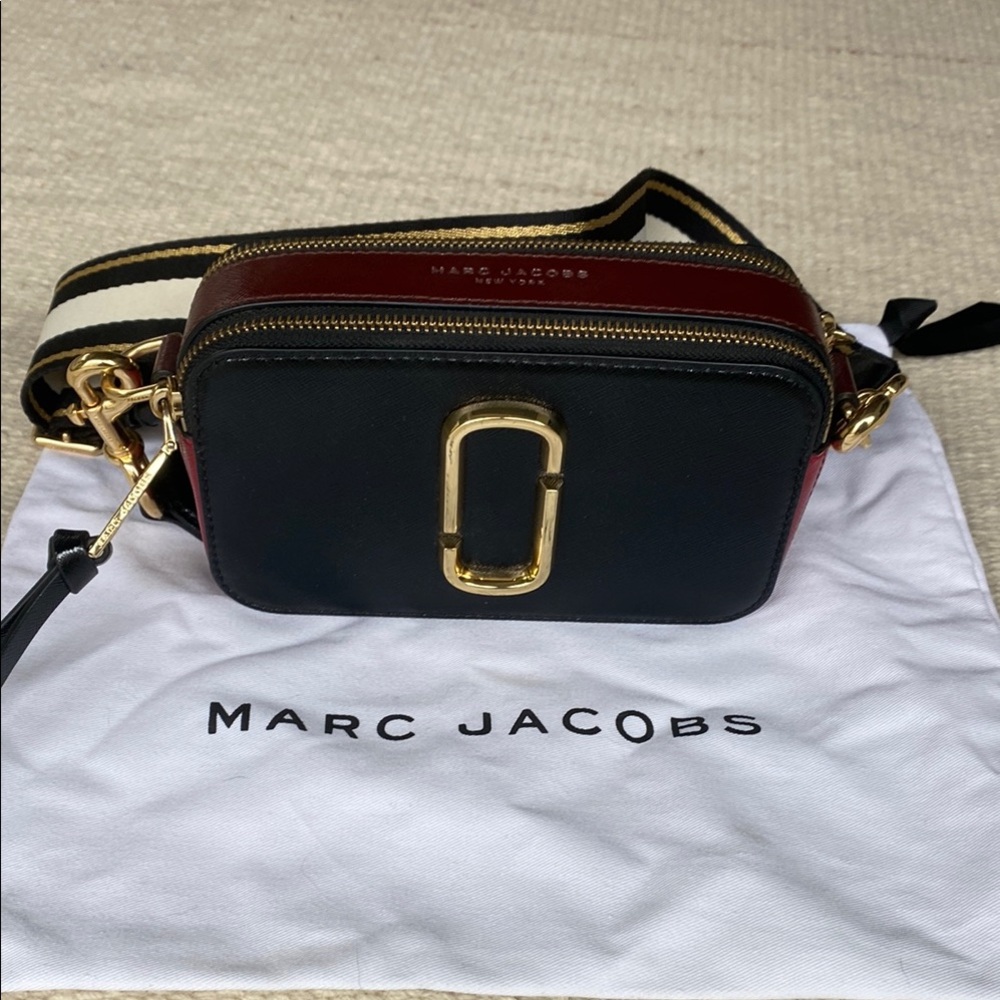 Marc Jacobs Black and Red Crossbody Bag with Gold Hardware
